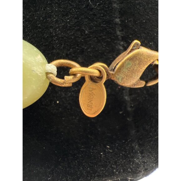 Monet Vintage Gold-Tone Clip-On Earrings & 33" Beaded Necklace Set Red Green Whi - Picture 5 of 8